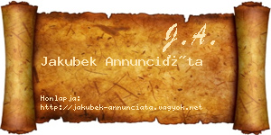 Jakubek Annunciáta névjegykártya